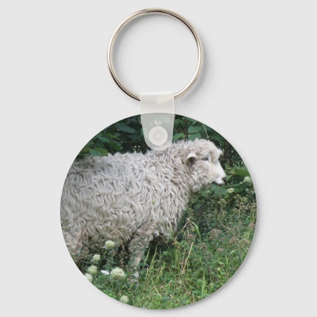 Cute Greedy Sheep Eating Keychain (Front)