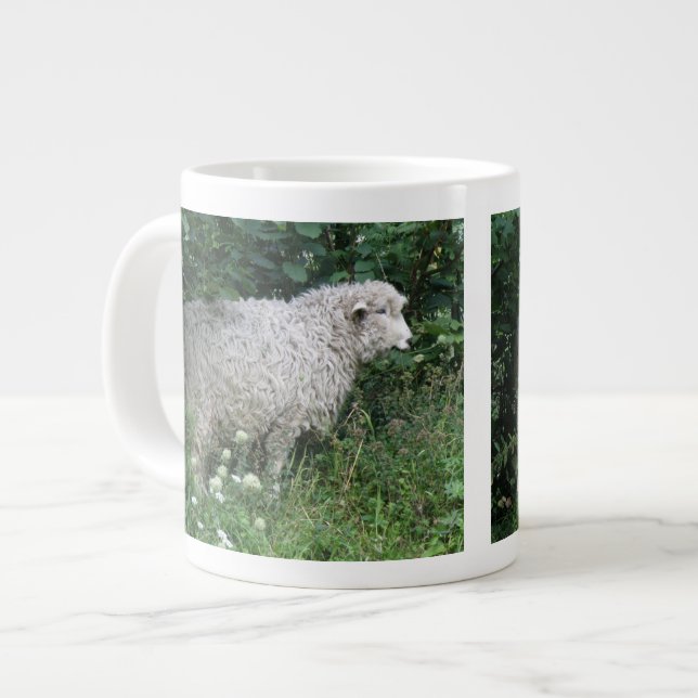 Cute Greedy Sheep Eating Mug (Front Left)