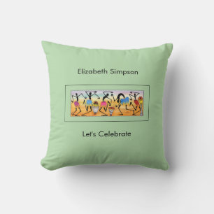 Cute green, African Art, Break Dance Cushion