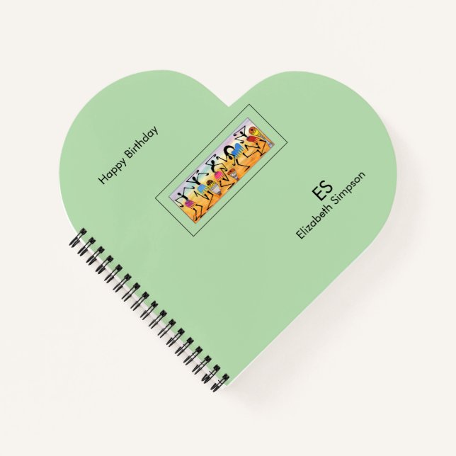 Cute green, African Art, Break Dance Notebook (Front)