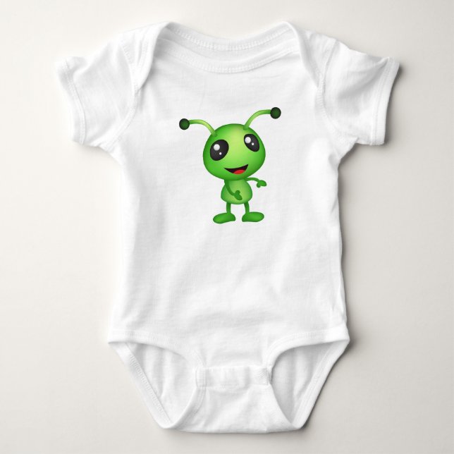 Cute green alien baby bodysuit (Front)