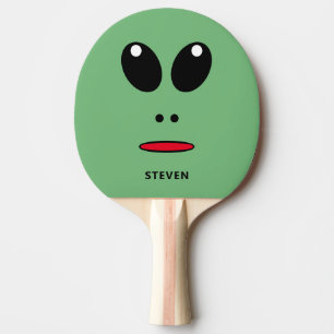 Cute Green Alien Face Fun Personalised KIds Ping Pong Paddle