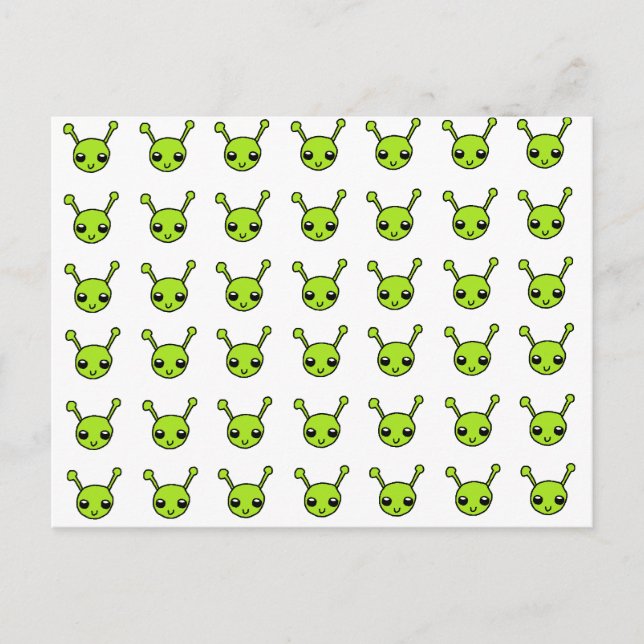 Cute Green Aliens Postcard (Front)