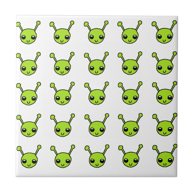 Cute Green Aliens Tile (Front)