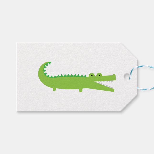 Cute Green Alligator Gift Tags (Front (Horizontal))