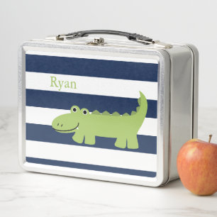 Cute Green Alligator Lunch Box
