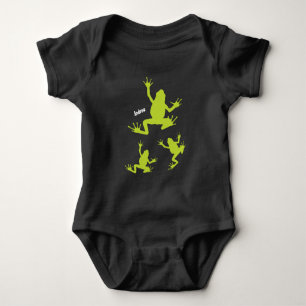 Cute Green and Black Frog Baby Bodysuit