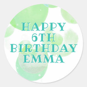 Cute Green and Blue Bubbles Kids Birthday Classic Round Sticker