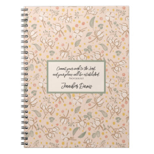 Cute Green and Pink Botanicals Cotton Pattern Notebook