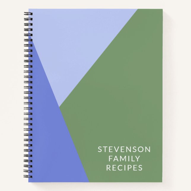 Cute Green and Purple Geometric Custom Recipe Notebook (Front)