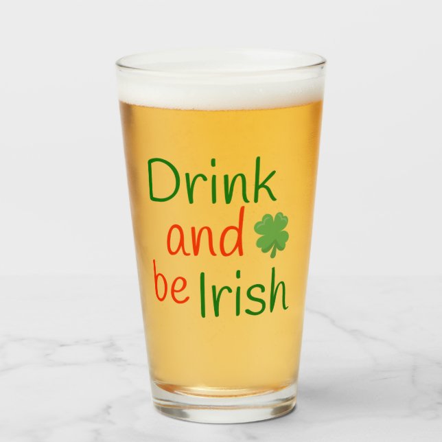 Cute Green and Red Irish Clover Glass (Front Filled)