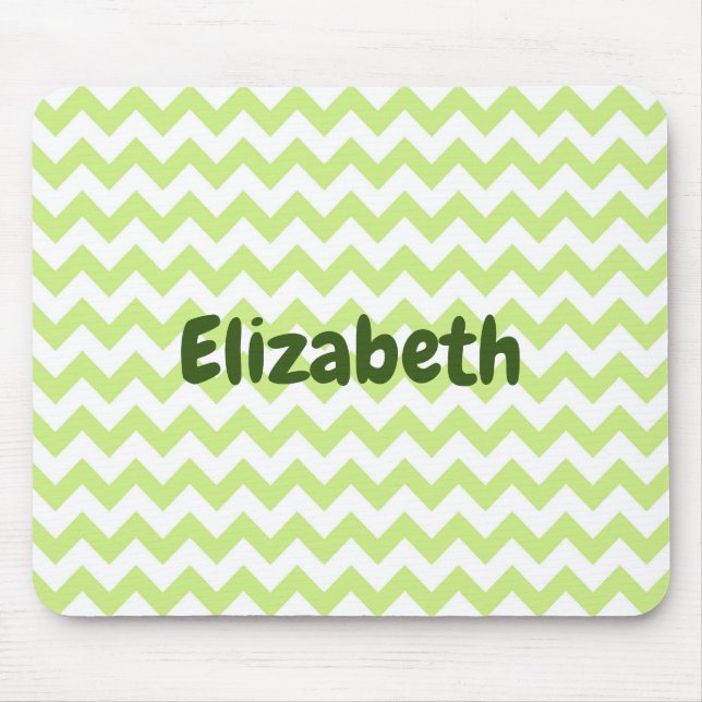Cute green and white chevron mouse mat (Front)