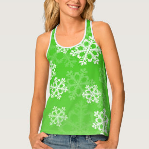 Cute green and white Christmas snowflakes Tank Top
