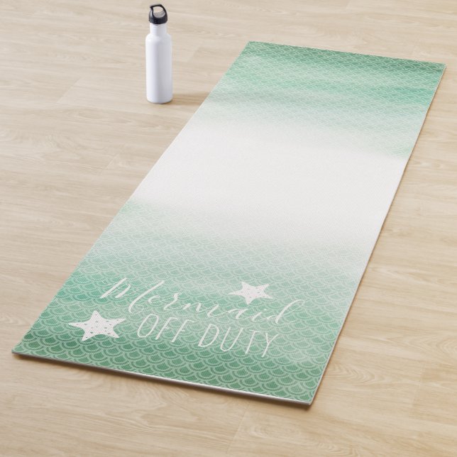 Cute Green and White Mermaid Off Duty Yoga Mat (In Situ)
