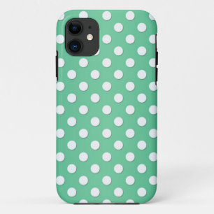 Cute Green and White Polka Dot Pattern iPhone 11 Case