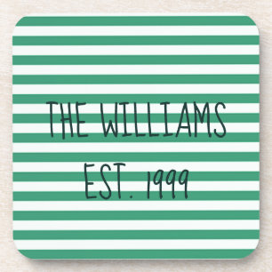 Cute Green and White Stripes Coaster