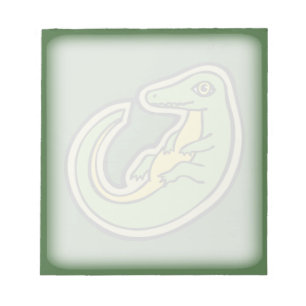 Cute Green And Yellow Alligator Drawing Design Notepad