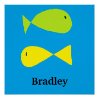 Cute green and yellow fishes on blue