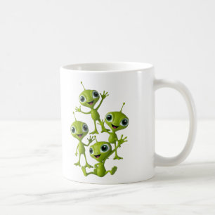 Cute Green Animated Aliens Coffee Mug