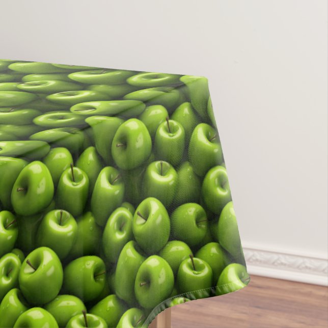 Cute green apple lovers tiled  tablecloth (In Situ)