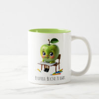Cute Green Apple Student – Be Curious Quote Design