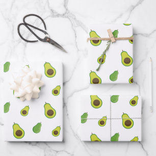 Cute Green Avocado Pattern Wrapping Paper Sheet