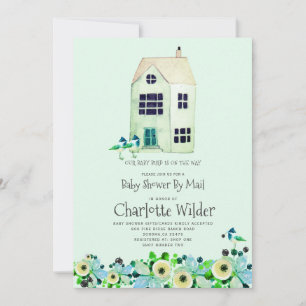 Cute Green Baby Shower By Mail Invitation