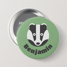 Cute Green Badger Name Tag