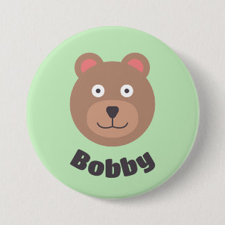 Cute Green Bear Name Tag 7.5 Cm Round Badge