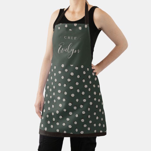 Cute green berry personalised cooking apron (Insitu)