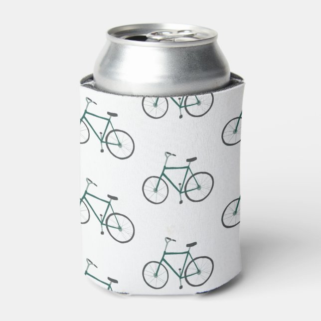 Cute green bikes can cooler - add your own text (Can Front)