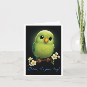 Cute Green Bird Birthday Greeting Card 