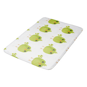 Cute Green Bird Cartoon Bath Mat