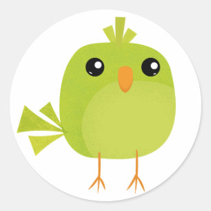 Cute Green Bird Cartoon Classic Round Sticker