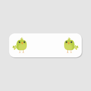 Cute Green Bird Cartoon Name Tag
