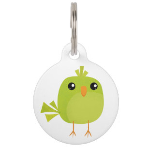 Cute Green Bird Cartoon Pet Tag