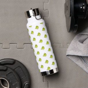 Cute Green Bird Cartoon Water Bottle