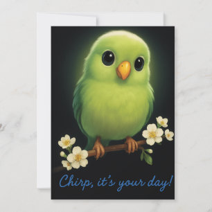 Cute Green Bird Thank You Note Card