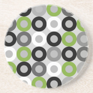 Cute green black and white dots vector pattern coaster