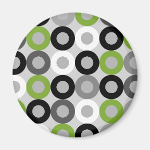 Cute green black and white dots vector pattern magnet