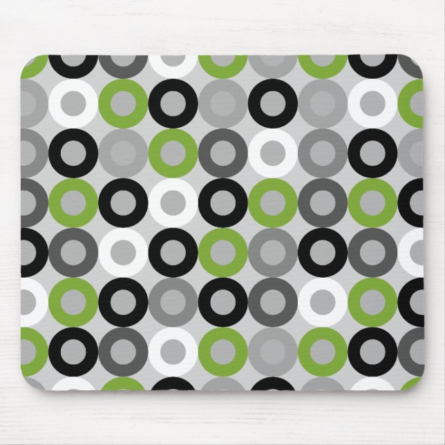 Cute green black and white dots vector pattern mouse mat (Front)