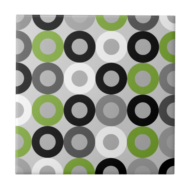Cute green black and white dots vector pattern tile (Front)
