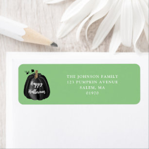 Cute Green Black Pumpkin Halloween Return Address