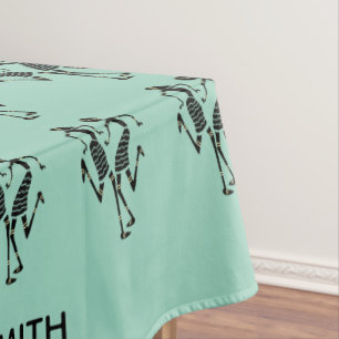 Cute Green, Black Silhouette Festival Dancers Tablecloth