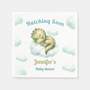 Cute Green Blue Dinosaur Modern Baby Shower Boy Napkin