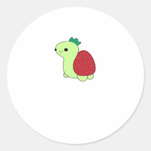 Cute green blushing strawberry turtle Classic T-Sh Classic Round Sticker