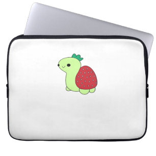 Cute green blushing strawberry turtle Classic T-Sh Laptop Sleeve