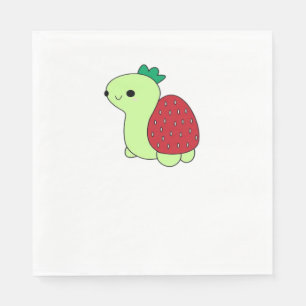 Cute green blushing strawberry turtle Classic T-Sh Napkin