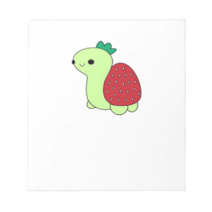 Cute green blushing strawberry turtle Classic T-Sh Notepad
