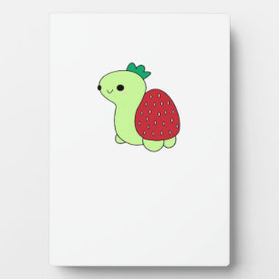 Cute green blushing strawberry turtle Classic T-Sh Plaque